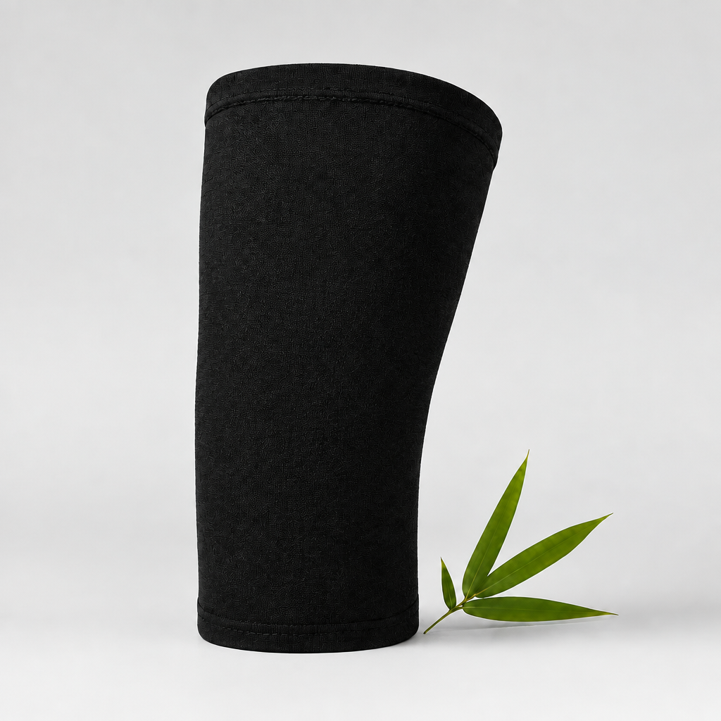 Black bamboo knee sleeve shown on a white background